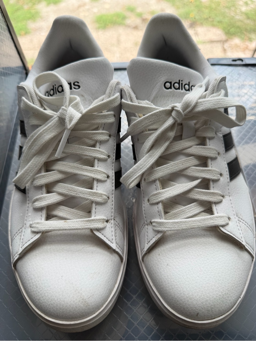 adidas White Sneakers with Black Three Stripes